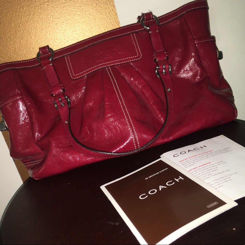 Authentic red leather Coach handbag